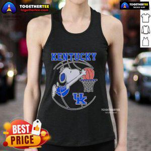 Official Snoopy Kentucky Wildcats basketball player tank top featuring vibrant team colors and logo design.
