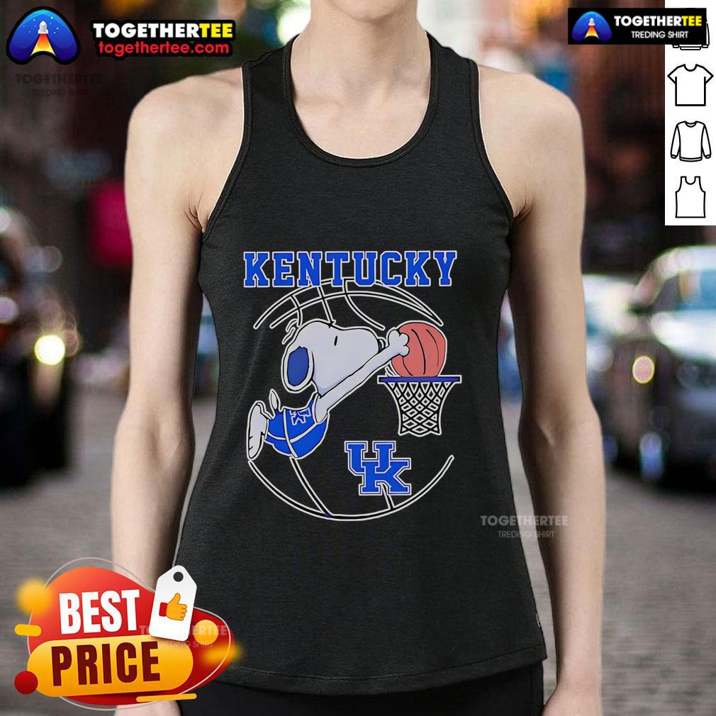 Official Snoopy Kentucky Wildcats basketball player tank top featuring vibrant team colors and logo design.