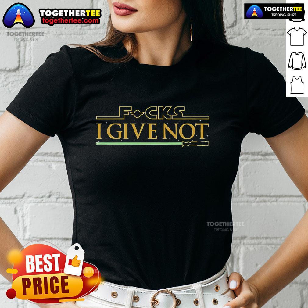 Official Star Wars Fucks I Give Not Lightsaber Ladies Tee featuring a playful design and vibrant colors for fans.