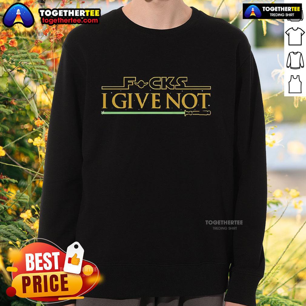 Alt Text: Official Star Wars F*cks I Give Not Lightsaber Sweatshirt featuring a bold graphic design for fans.