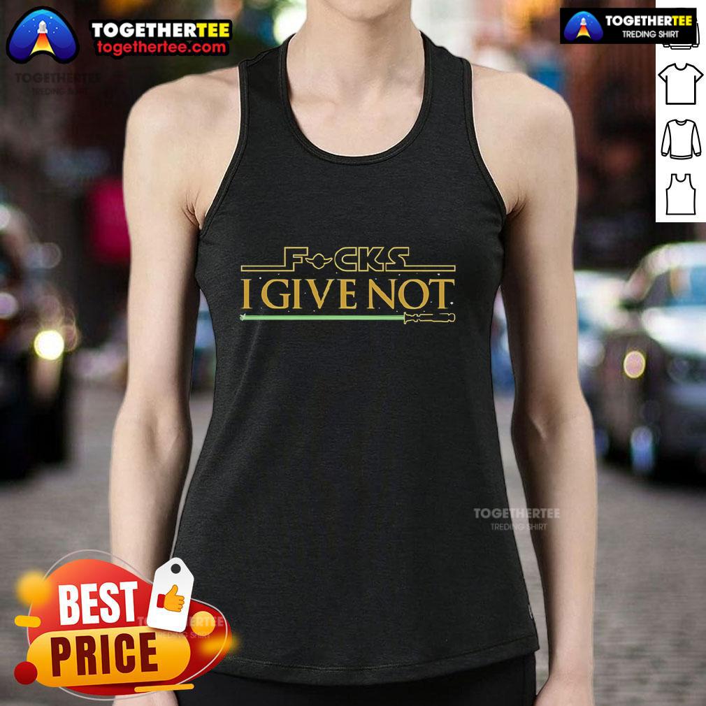 Official Star Wars F*s I Give Not Lightsaber Tank Top featuring bold graphics and a stylish design for fans.