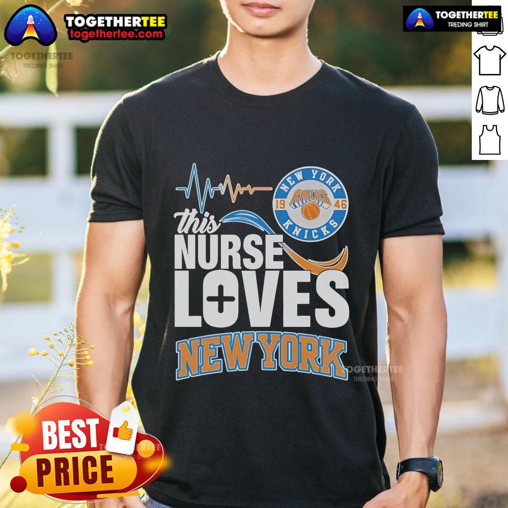 Official This Nurse Loves New York Knicks 1946 T-Shirt featuring Knicks logo and nurse-themed design in vibrant colors.
