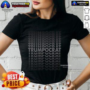 Official Trumpocrat Trump Ocrat Ladies Tee featuring bold graphics and stylish design for political fashion enthusiasts.