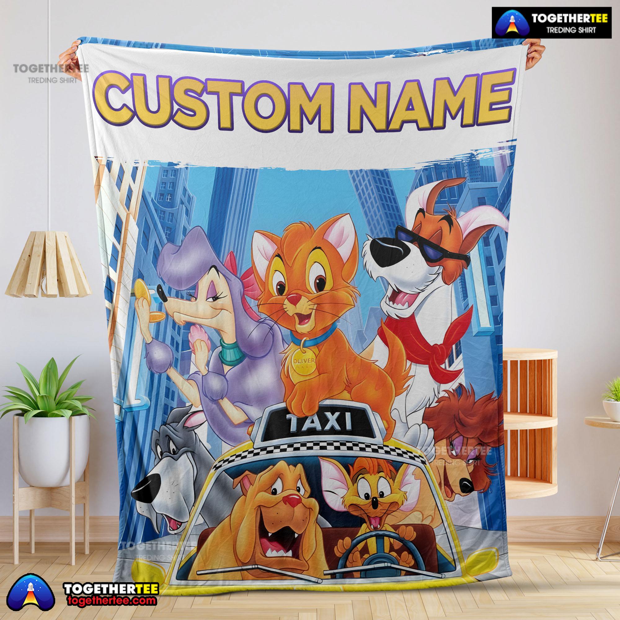 Oliver & Company With Friends Drive Taxi Blanket Fleece Customized Blanket