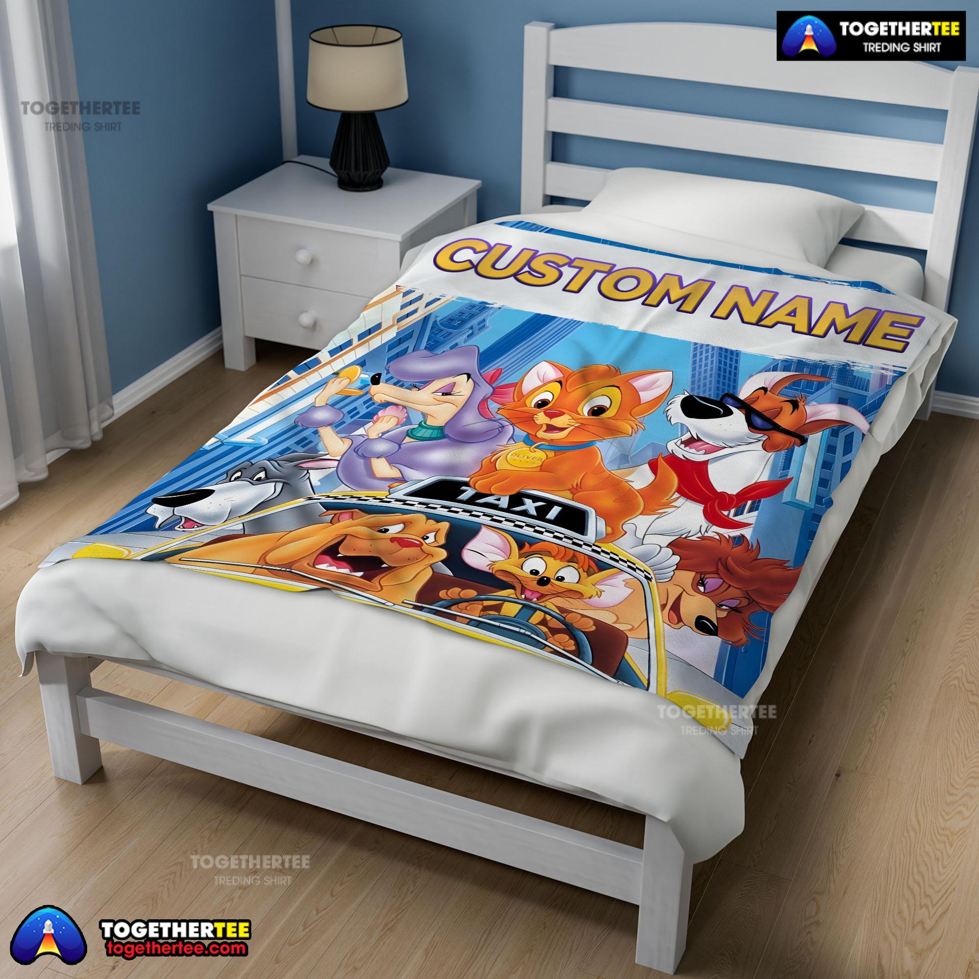 Oliver & Company With Friends Drive Taxi Blanket Fleece Customized Blanket
