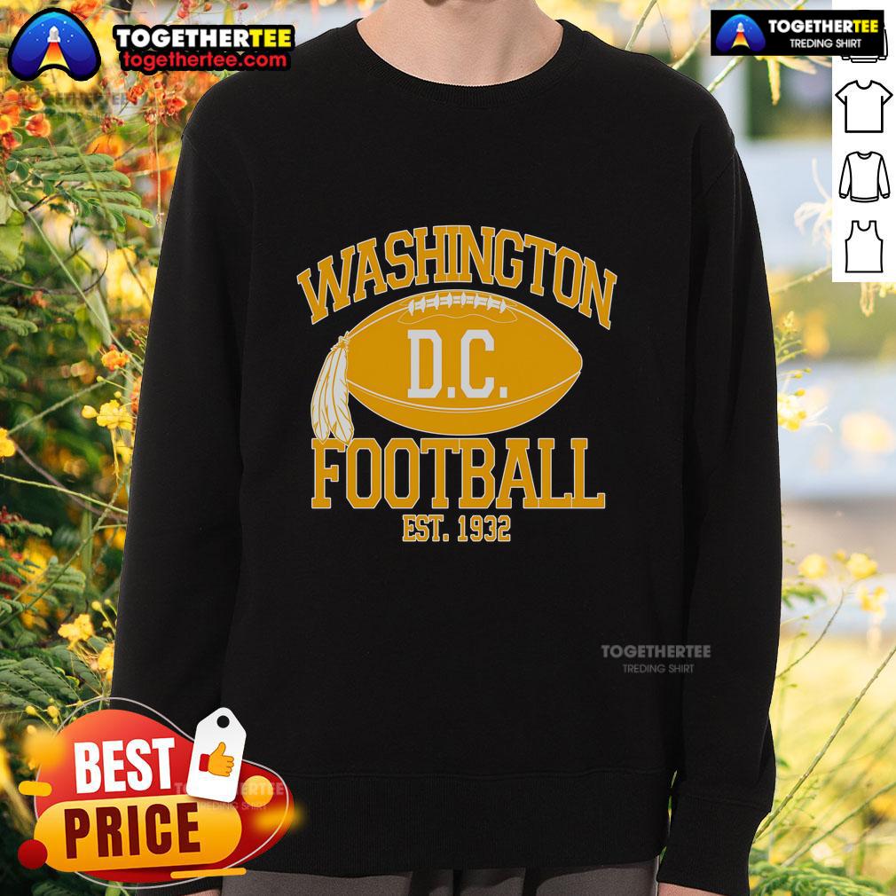 Original Washington DC Football Est 1932 logo on a fan sweatshirt, perfect for sports enthusiasts and collectors.