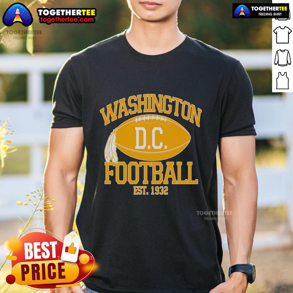 Alt Text: Original Washington DC Football Est 1932 logo on a fan t-shirt, perfect for loyal supporters of the team.