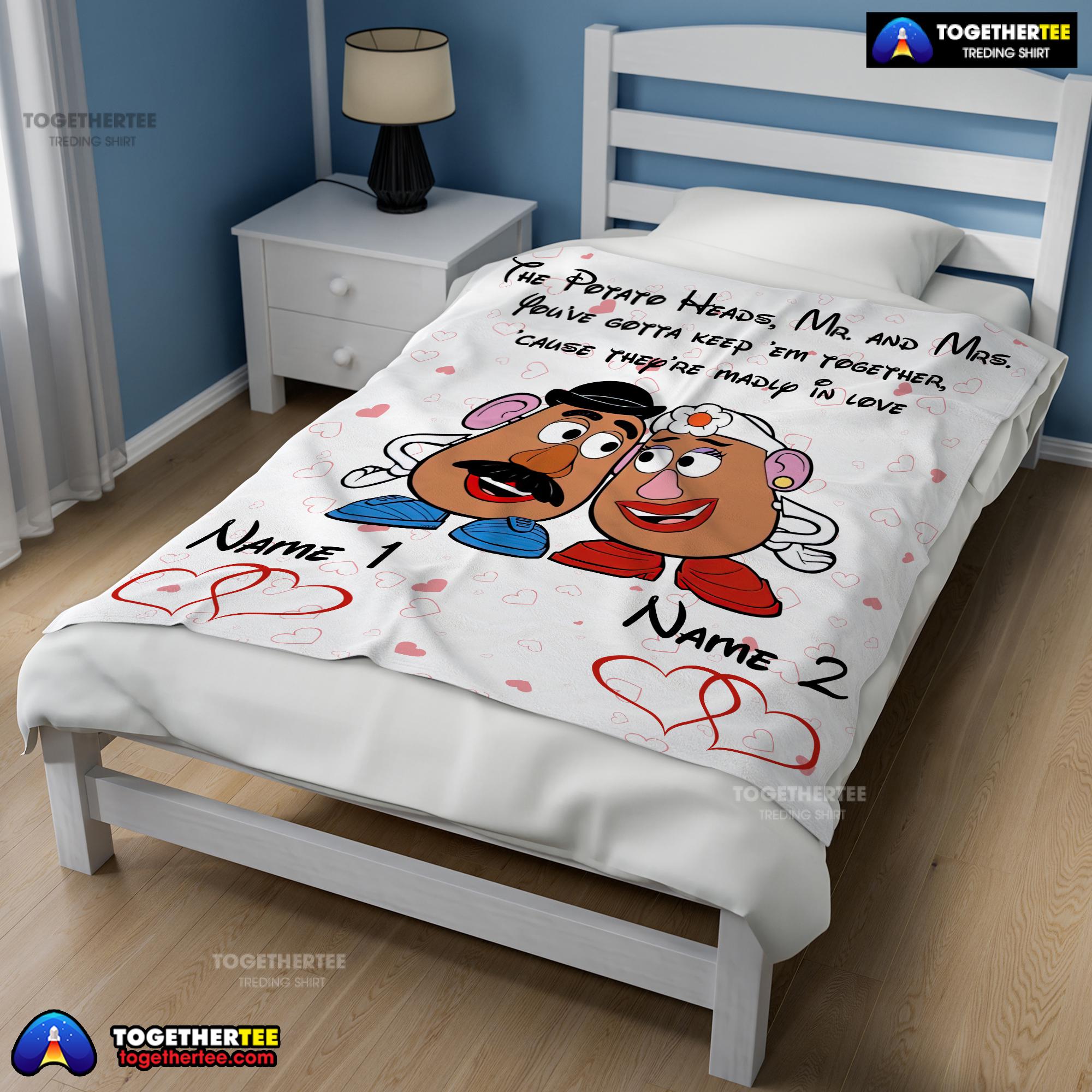Pixar Toy Story Mr. Potato and Ms. Potato Blanket Fleece Customized Blanket