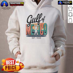 Retro hoodie featuring 'Pretty Gulf of Mexico Forever Est 1550' design, perfect for beach lovers and vintage style enthusiasts.