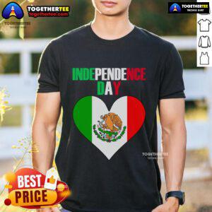 Pretty Independence Day Viva Mexico fiesta holiday heart T-shirt featuring vibrant colors and festive design.