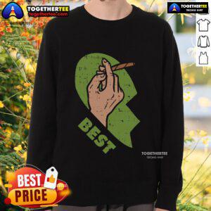 Alt Text: Matching couple sweatshirt featuring 'Top Best Buds' weed heart design for cannabis lovers.