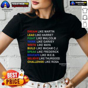 Stylish ladies tee celebrating Black History Month with African American cultural designs and vibrant colors.