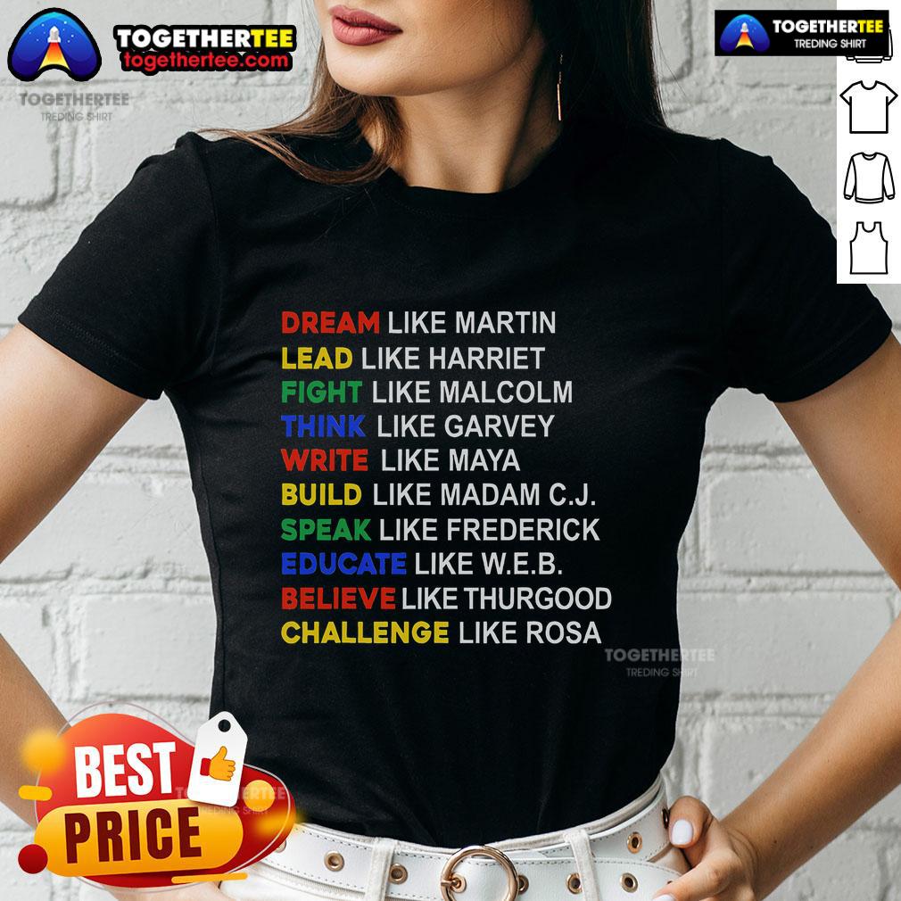 Stylish ladies tee celebrating Black History Month with African American cultural designs and vibrant colors.