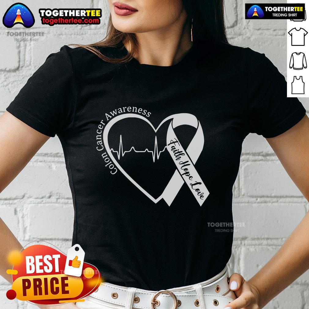 Top Colorectal Cancer Awareness Ribbon Tee for Ladies featuring a stylish colonoscopy design, promoting health and awareness.