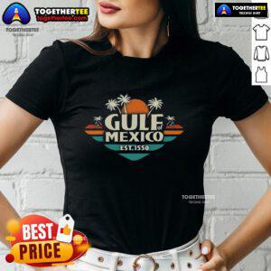 Alt Text: Top Gulf Of Mexico Established 1550 Ladies Tee in vibrant colors, perfect for casual summer style.