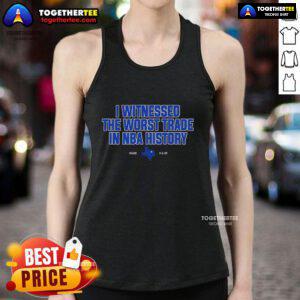 Top I Witnessed The Worst Trade in NBA History Tank Top featuring bold graphics and a stylish design for basketball fans.