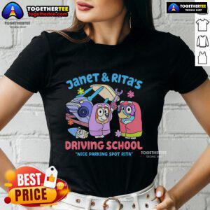 Top Janet and Rita's Driving School theme tee for driving enthusiasts, featuring stylish design for ladies.