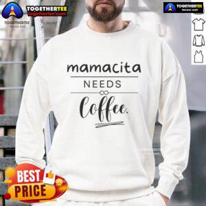 Trendy Top Mamacita Needs Coffee Sweatshirt in cozy fabric, perfect for casual outings or lounging at home.
