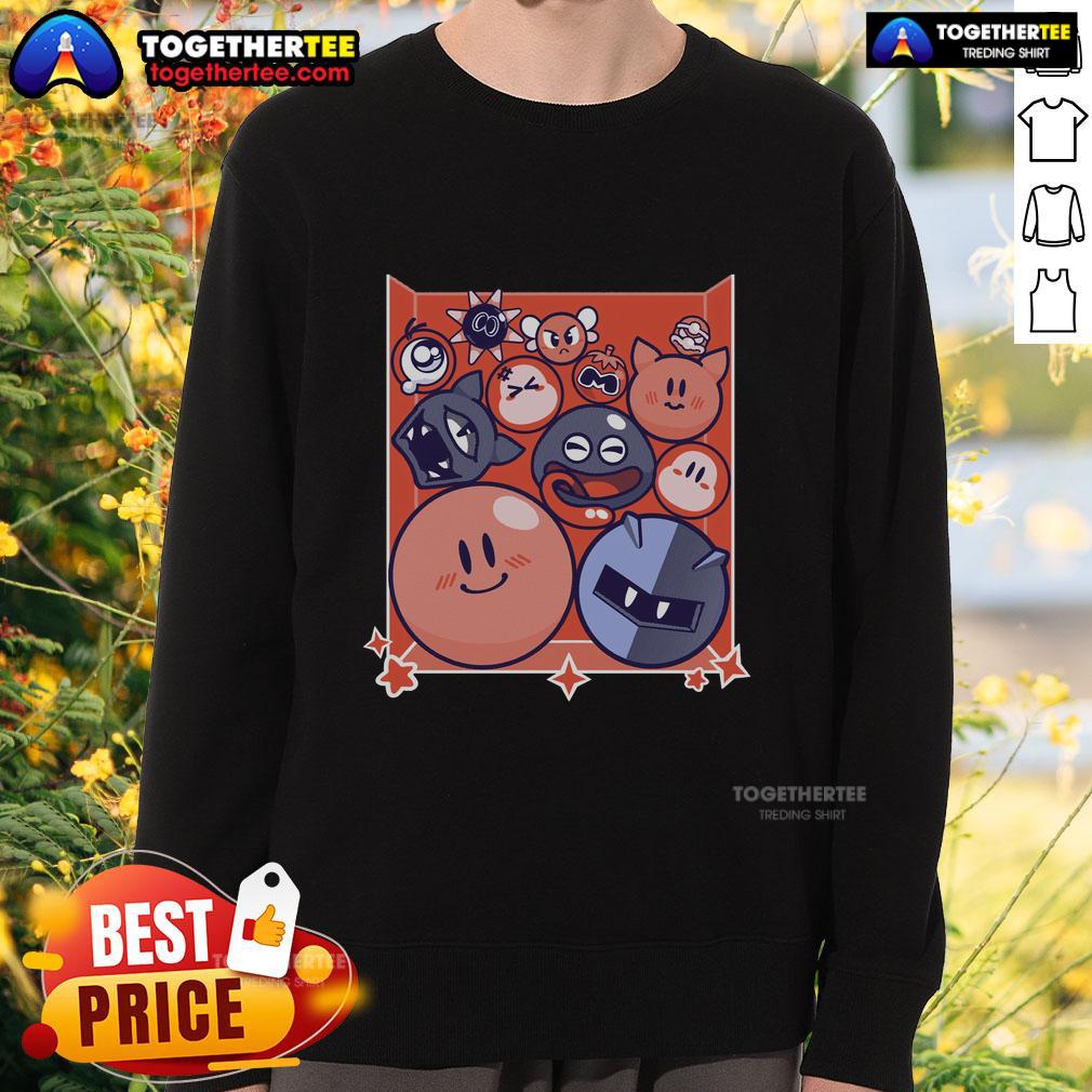 Cute Kirby puffball drop sweatshirt featuring an adorable design, perfect for fans of the iconic video game character.