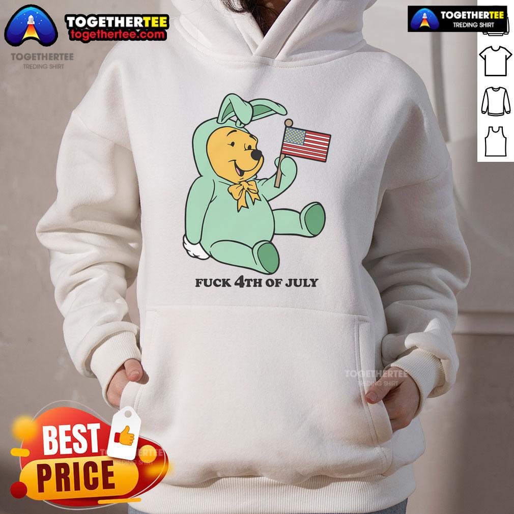 Alt Text: Cute Winnie the Pooh hoodie featuring the American flag, perfect for 4th of July celebrations.