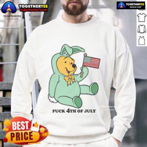 Alt Text: Cute Winnie the Pooh sweatshirt featuring 4th of July design with American flag, perfect for festive celebrations.
