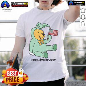 Adorable Cute Winnie The Pooh 4th of July T-Shirt featuring American flag design, perfect for celebrating Independence Day.