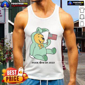Cute Winnie the Pooh tank top featuring the American flag for 4th of July celebrations.