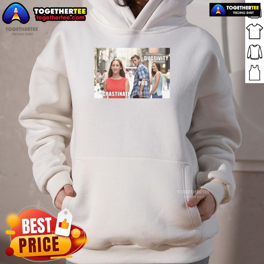 Funny productive procrastination meme hoodie featuring humorous graphics for procrastinators and meme lovers.