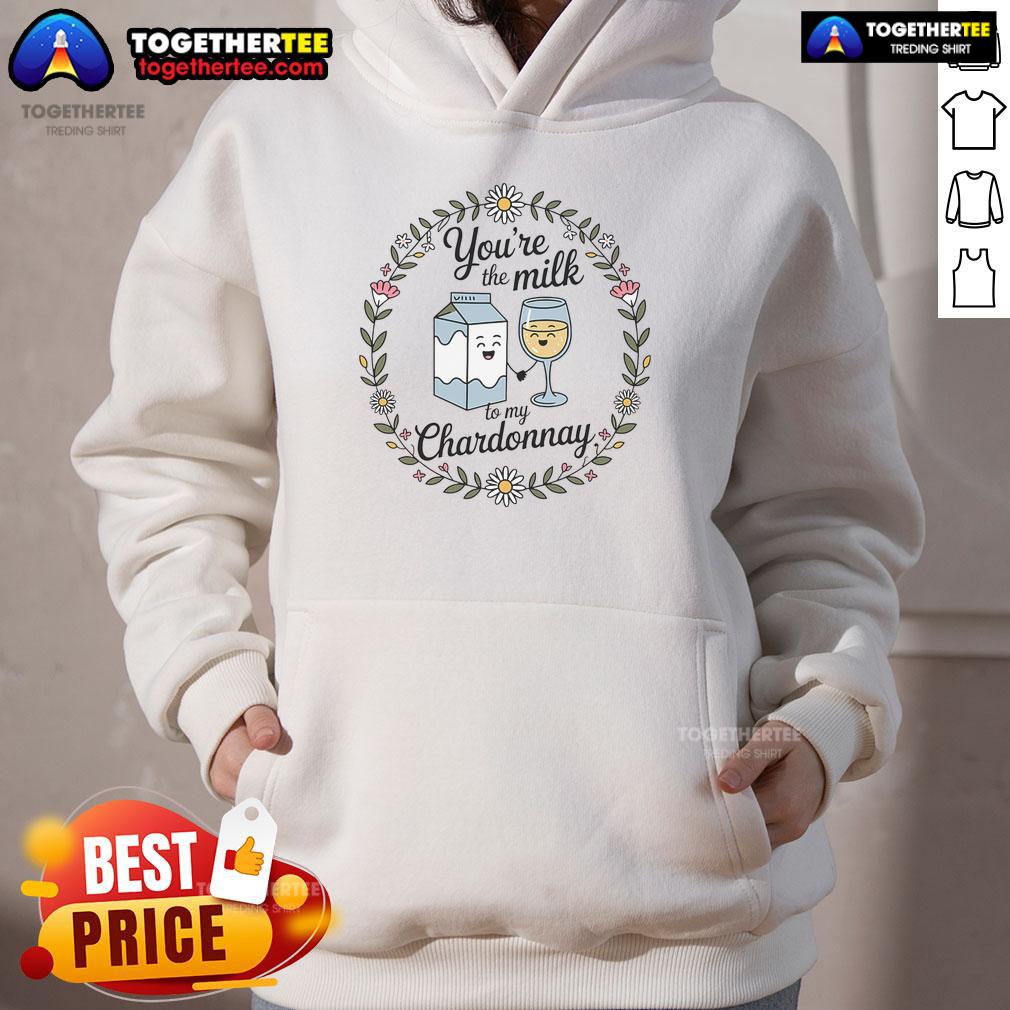 Funny You're the Milk to My Chardonnay retro cute hoodie in vibrant colors, perfect for wine lovers and casual wear.