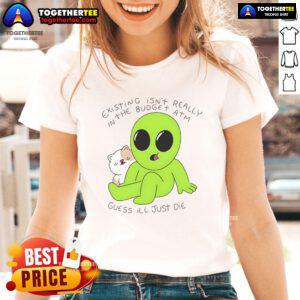 Good alien and cat design on a ladies tee, perfect for quirky fashion enthusiasts. Shop this unique shirt today!