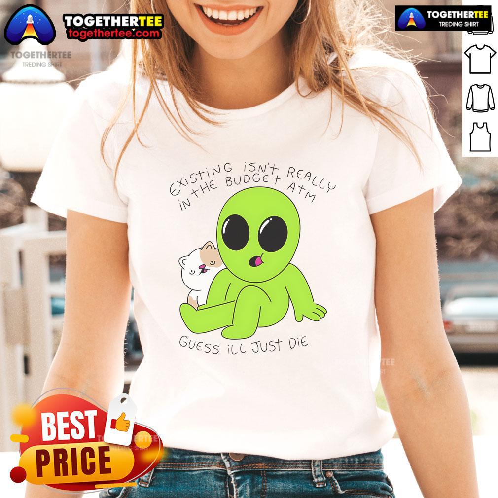 Good alien and cat design on a ladies tee, perfect for quirky fashion enthusiasts. Shop this unique shirt today!