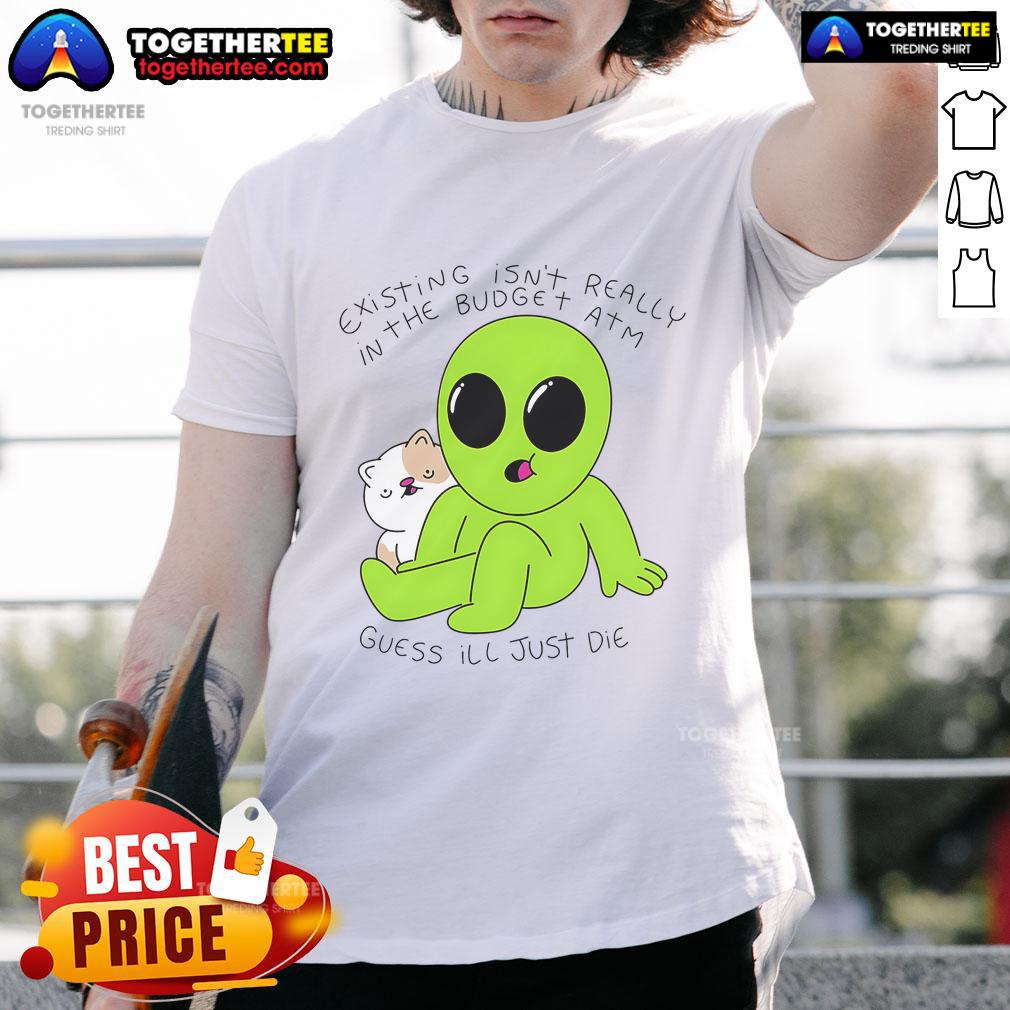Good Alien and Cat t-shirt design featuring a playful graphic, perfect for fans of quirky, budget-friendly apparel.