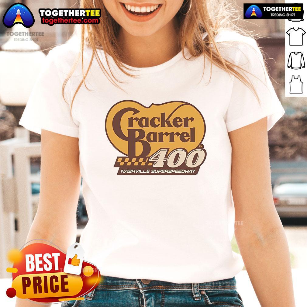 Good Cracker Barrel 400 Nashville Superspeedway Ladies Tee featuring vibrant design and comfortable fit for race fans.