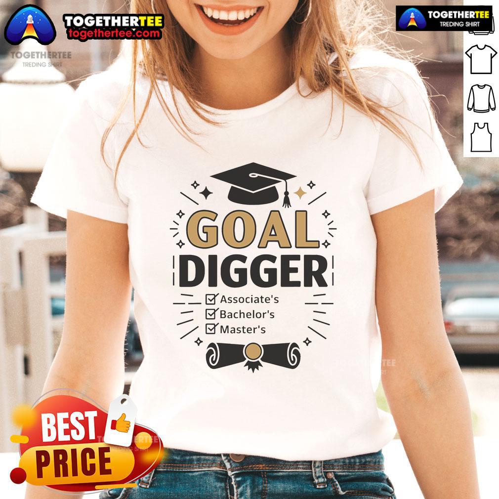 Good Goal Digger Graduation Checklist Ladies Tee featuring a stylish design perfect for graduates celebrating success.