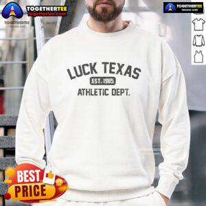 Alt Text: Good Luck Reunion Texas Athletic Department Est 1985 Sweatshirt in navy blue, celebrating Texas sports heritage.