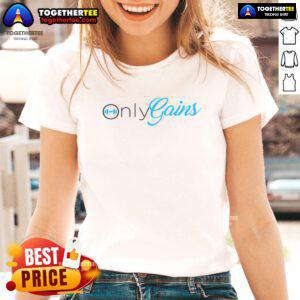 Good Only Gains Ladies Tee featuring a stylish design perfect for fitness enthusiasts and casual wear.