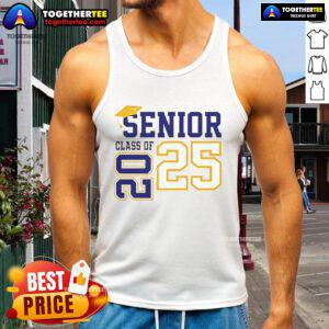 Good Senior Class of 2025 tank top featuring bold lettering, perfect for celebrating graduation and school spirit.