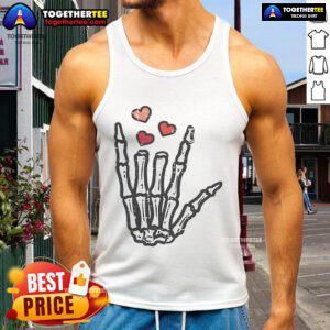 Good Valentine's Day skeleton hand love tank top featuring a playful design perfect for celebrating the holiday.