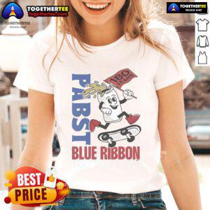 Happy Pabst Blue Ribbon 180 Years Skate Ladies Tee featuring a vibrant design celebrating PBR's anniversary.