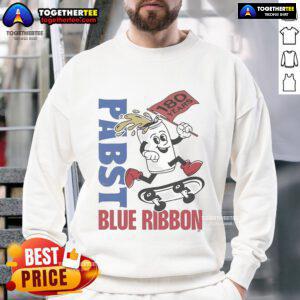 Happy Pabst Blue Ribbon 180 Years skate sweatshirt featuring vibrant graphics and a comfortable fit for casual wear.