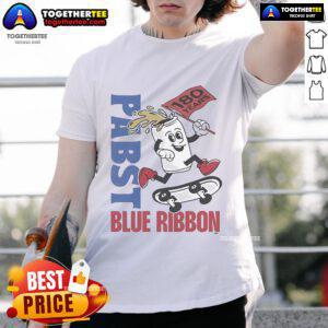 Happy Pabst Blue Ribbon 180 Years Skate T-Shirt featuring vibrant graphics and a stylish design for beer enthusiasts.