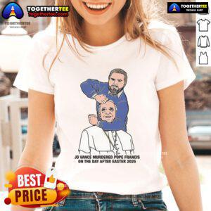 Illustration of JD Vance with Pope Francis in a dramatic scene, titled 'Hot JD Vance Murdered Pope Francis On Easter 2025'.