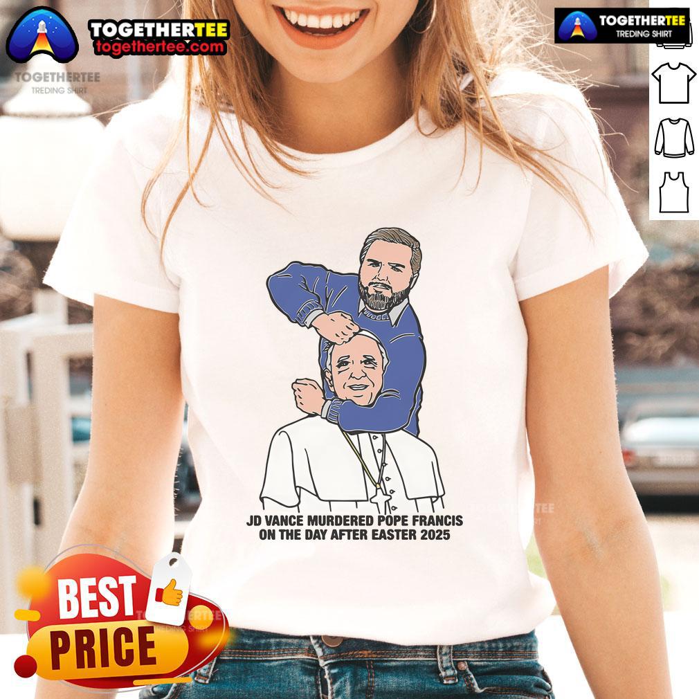 Illustration of JD Vance with Pope Francis in a dramatic scene, titled 'Hot JD Vance Murdered Pope Francis On Easter 2025'.