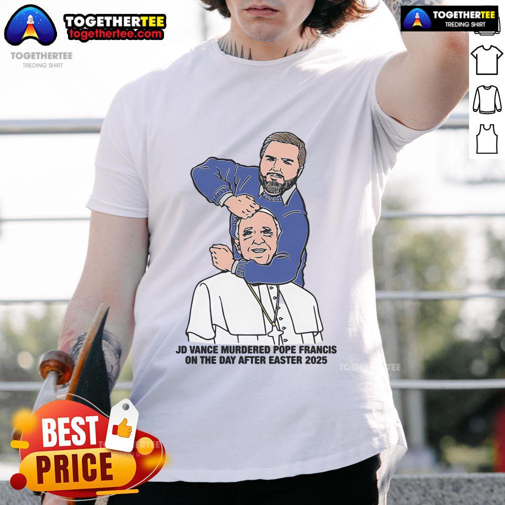 Illustration T-Shirt featuring Hot Jd Vance with Pope Francis, depicting a fictional scenario post-Easter 2025.