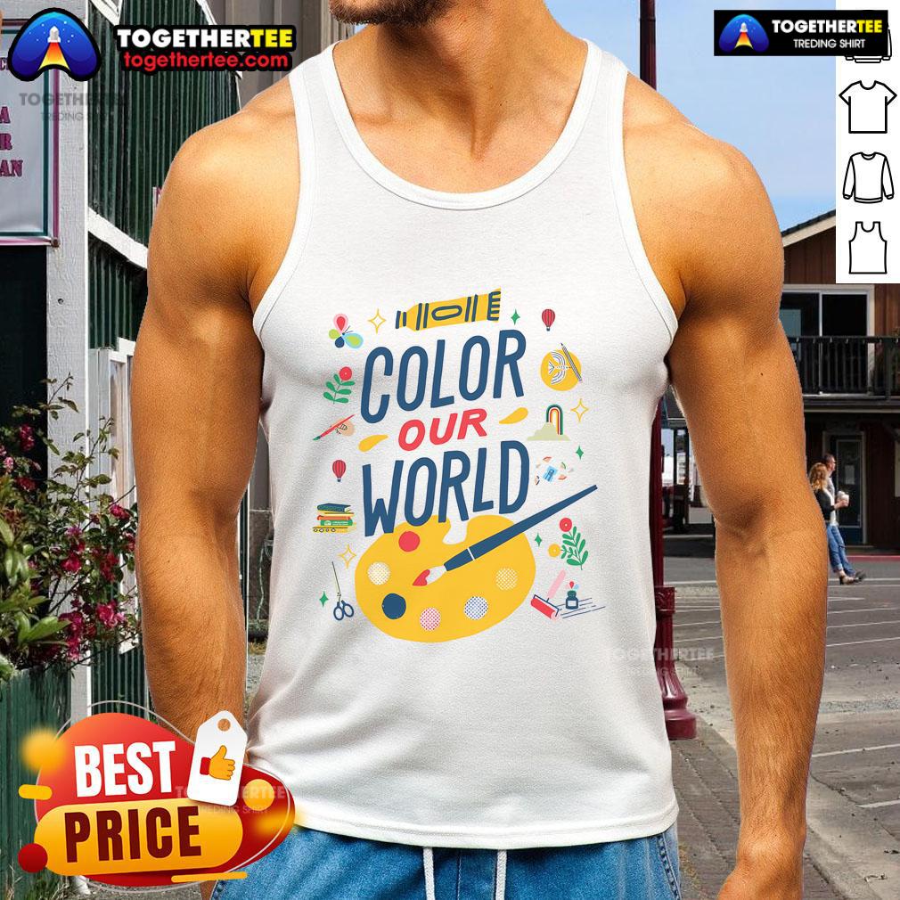 Colorful summer reading tank top featuring art-inspired design for book lovers, perfect for warm weather and literary adventures.