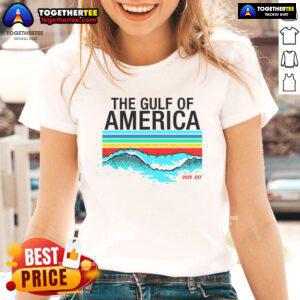 Colorful ladies tee featuring the Gulf of USA design, perfect for summer style - Est. 2025.