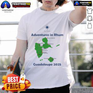 Nice Rum Traveler Guadeloupe 2025 T-Shirt featuring vibrant island graphics and a relaxed fit, perfect for summer adventures.