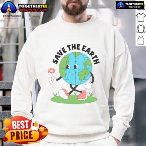 Cozy Nice Save The Earth Cute Earth Day Sweatshirt featuring a vibrant Earth graphic and eco-friendly message.
