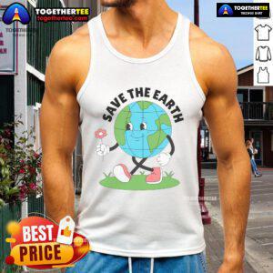 Cute Earth Day tank top featuring a colorful Save the Earth design, perfect for eco-friendly celebrations and casual wear.