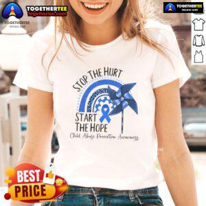 Nice Stop The Hurt Start The Hope Child Abuse Prevention Awareness Ladies Tee featuring a powerful message on a stylish shirt.